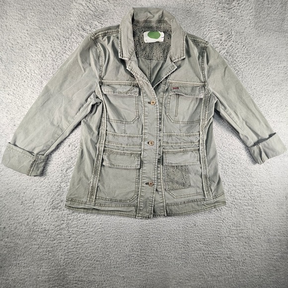 Anthropologie Jackets & Blazers - Anthropologie Faded Olive Utility Jacket with Patch Pockets